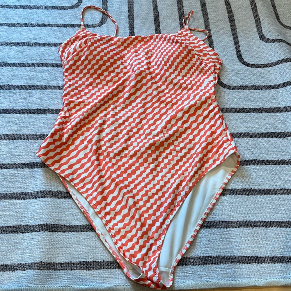 H&M Orange and white one piece bathing suit